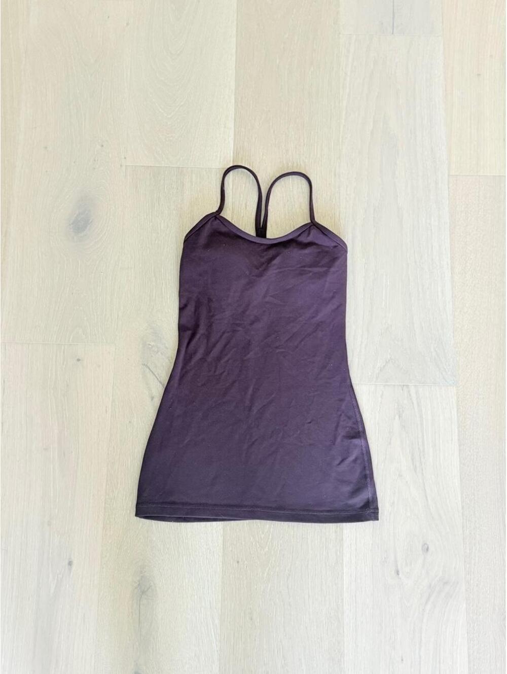 Lululemon Longline Tank Top Dark Plum Purple Size 2 Built In Bra